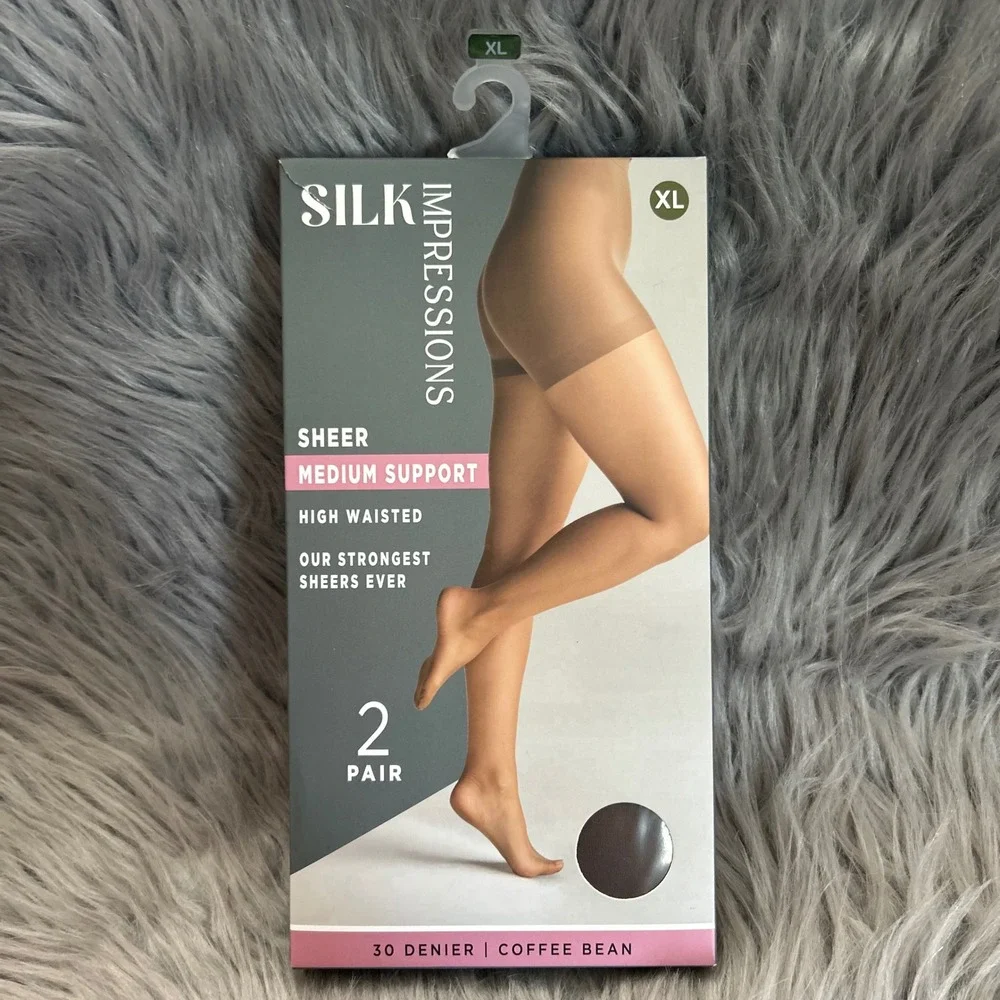Silk Impressions Sheer Medium Support Womens Size XL Coffee Bean High Waisted